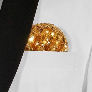 Men's Sequin Pre-Folded Pocket Square Insert - Brassy Gold